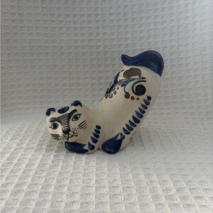 Vintage Tonala Mexico Ceramic Cat Figurine